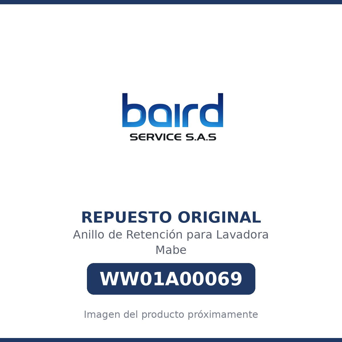 Anillo de Retención para Lavadora Mabe - WW01A00069 - Parte WW01A00069 MABE - Vista principal repuesto original
