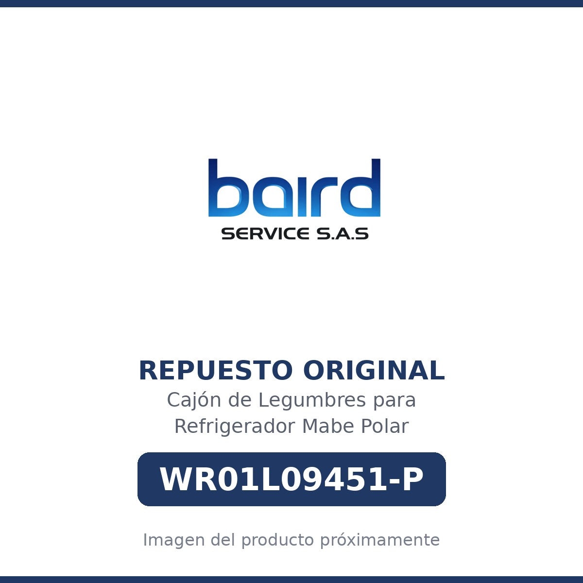 Cajón de Legumbres para Refrigerador Mabe Polar - WR01L09451-P - Parte WR01L09451-P MABE - Vista principal repuesto original