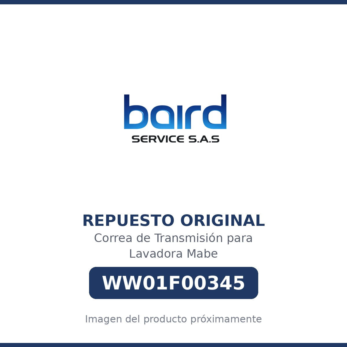 Correa de Transmisión para Lavadora Mabe - WW01F00345 - Parte WW01F00345 MABE - Vista principal repuesto original