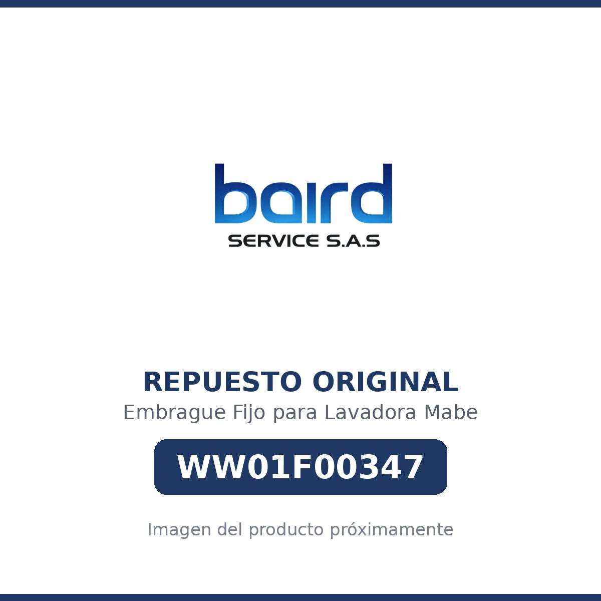 Embrague Fijo para Lavadora Mabe - WW01F00347 - Parte WW01F00347 MABE - Vista principal repuesto original