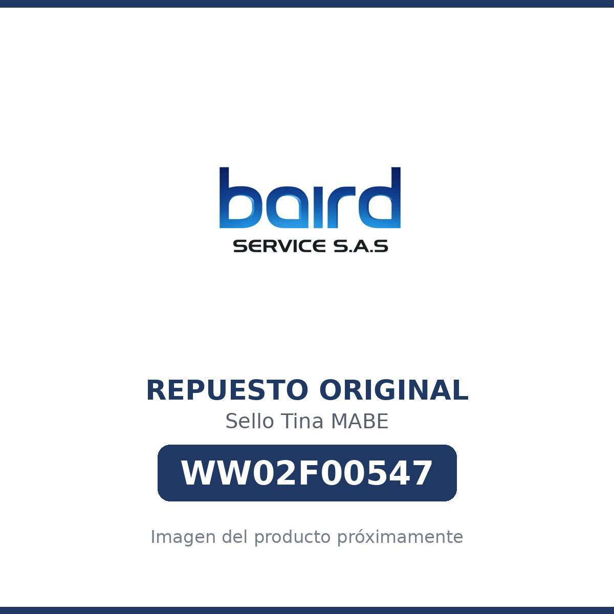 Sello Tina MABE - WW02F00547 - Parte WW02F00547 MABE - Vista principal repuesto original