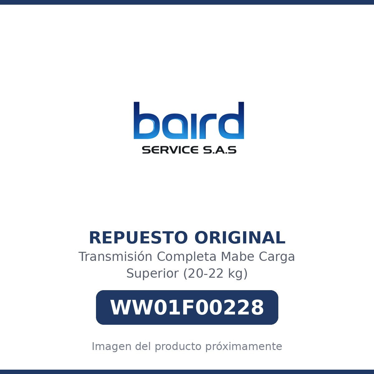 Transmisión Completa Mabe Carga Superior (20-22 kg) - WW01F00228 - Parte WW01F00228 MABE - Vista principal repuesto original