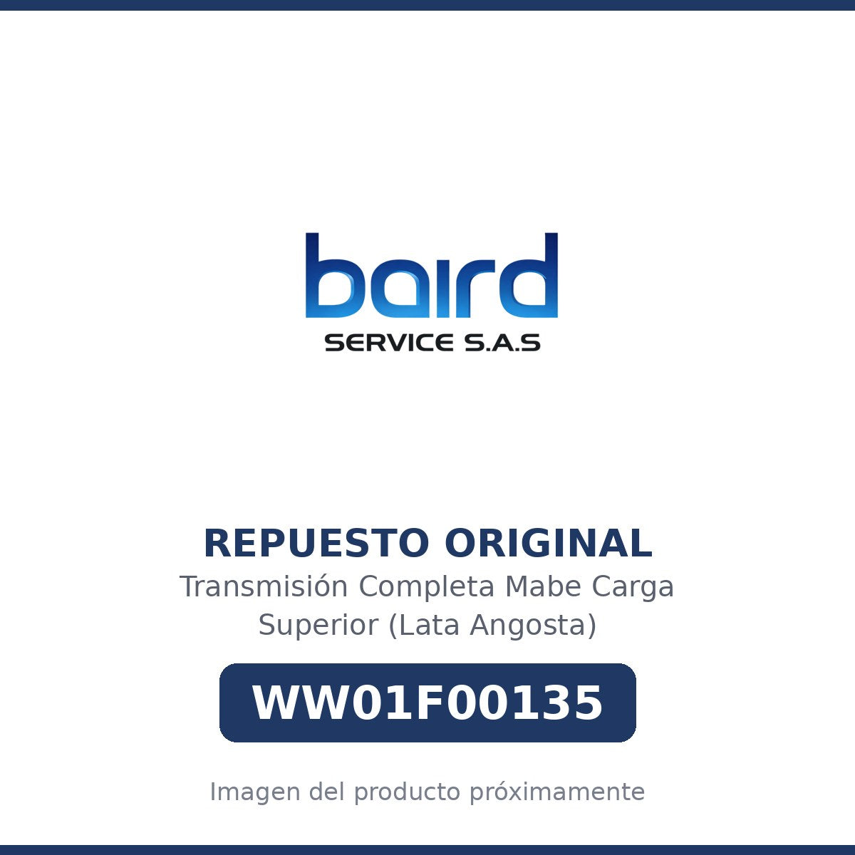 Transmisión Completa Mabe Carga Superior (Lata Angosta) - WW01F00135 - Parte WW01F00135 MABE - Vista principal repuesto original