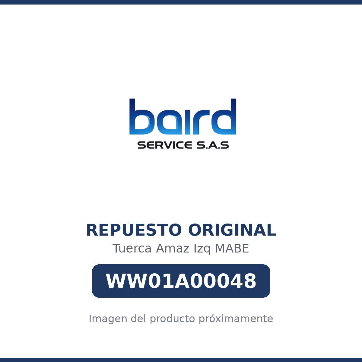 Tuerca Amaz Izq MABE - WW01A00048 - Parte WW01A00048 MABE - Vista principal repuesto original